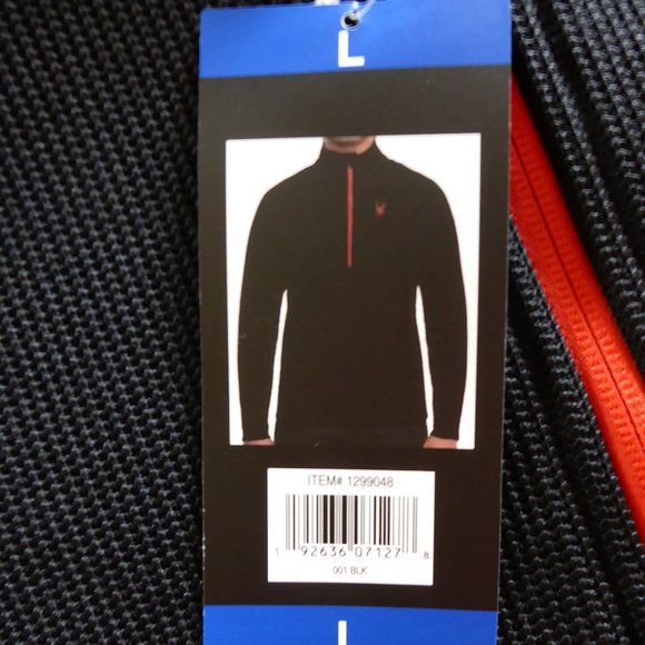 SPYDER BRAND LONG SLEEVE MENS BLACK ¾ ZIPPER LONG SLEEVE JACKET (NEW WITH TAGS) - Picture 6 of 13